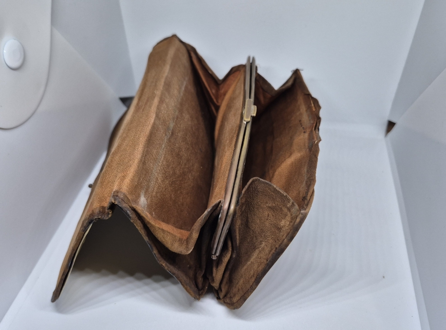 OSMANLI DÖNEMİ EL YAPIMI GALALİT APLİKLİ ANTİKA DERİ ÇANTA