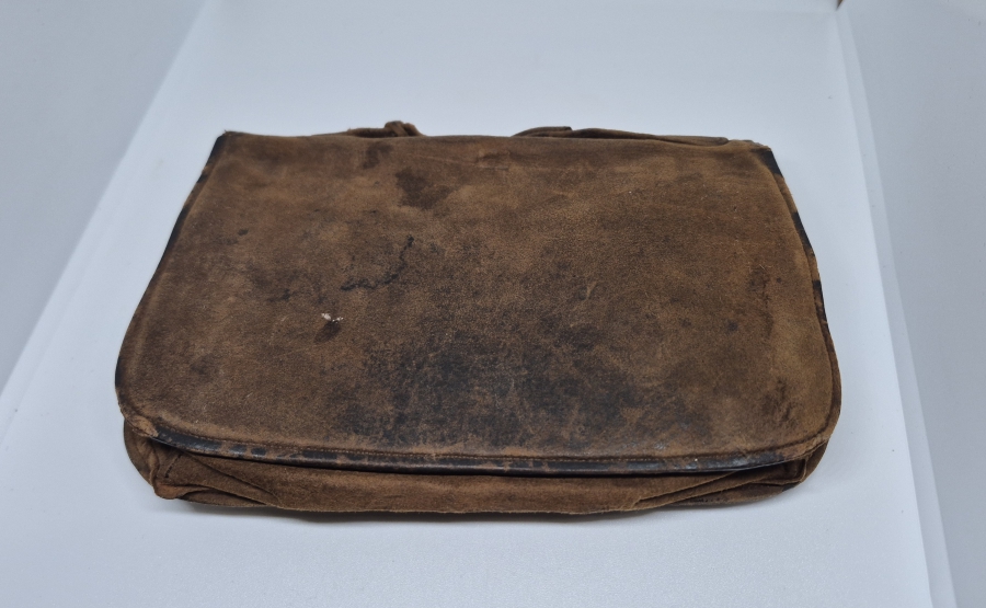 OSMANLI DÖNEMİ EL YAPIMI GALALİT APLİKLİ ANTİKA DERİ ÇANTA