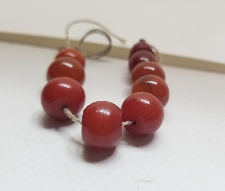 KEHRİBAR RENGİNDE OSMANLI DÖNEMİ MİSKEVİ BAĞA TESPİH İMAMESİ VE HABBELERİ