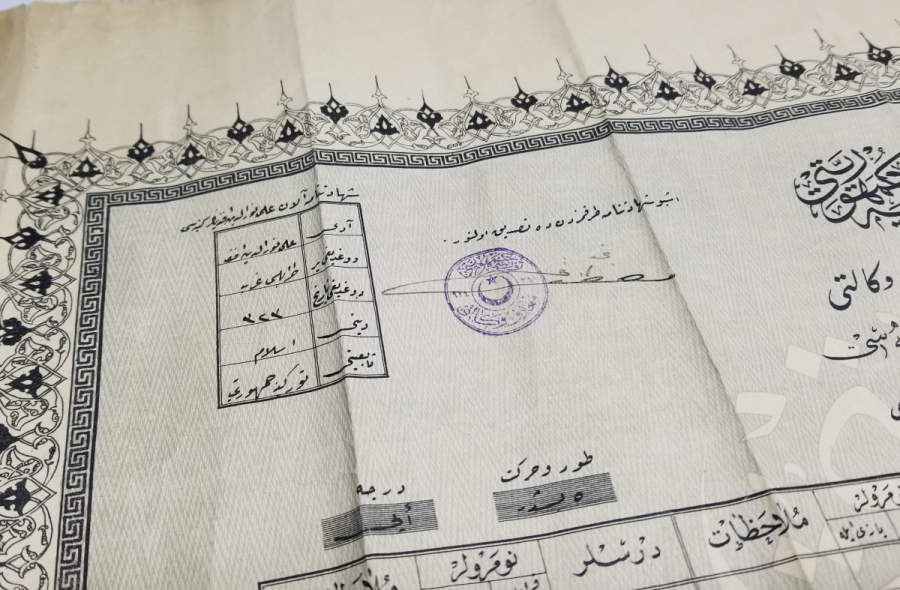 CUMHURİYET BAŞLARI OSMANLICA YAZILI ORTAOKUL DİPLOMASI