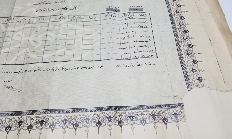 CUMHURİYET BAŞLARI OSMANLICA YAZILI ORTAOKUL DİPLOMASI