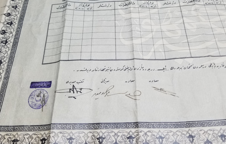 CUMHURİYET BAŞLARI OSMANLICA YAZILI ORTAOKUL DİPLOMASI