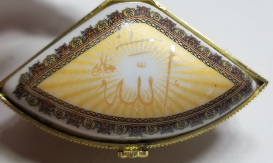 ÜZERİ YAZILI ANTİKA PORSELEN MÜCEVHER KUTUSU