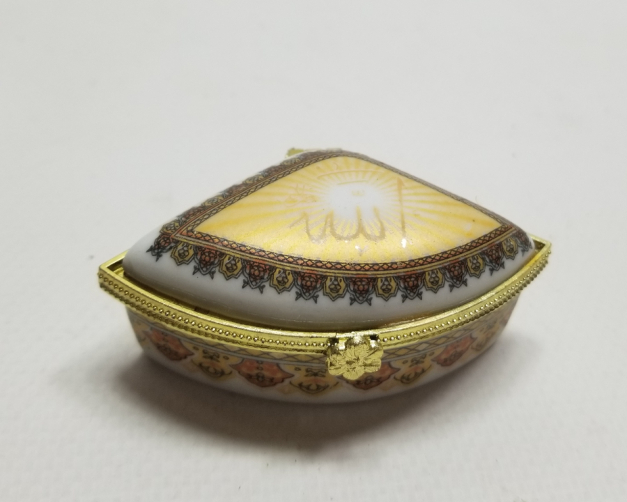 ÜZERİ YAZILI ANTİKA PORSELEN MÜCEVHER KUTUSU