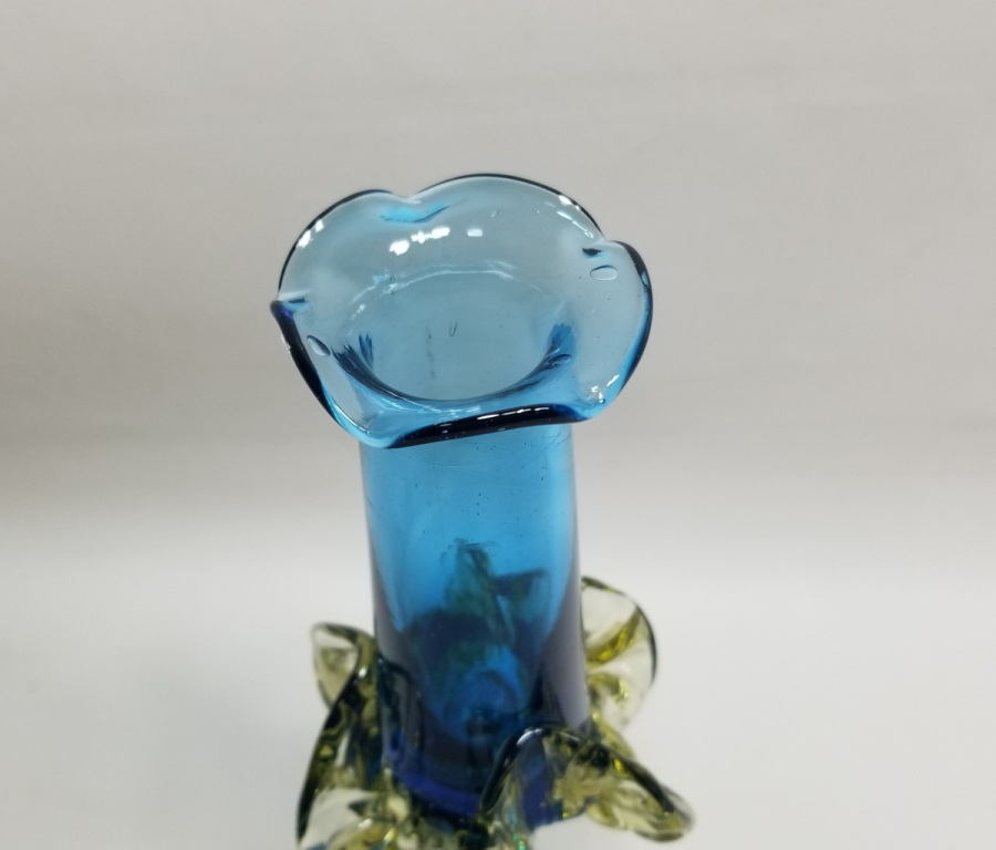 ÜFLEME CAMDAN MAMUL ANTİKA FIRFIRLI CAM MUMLUK