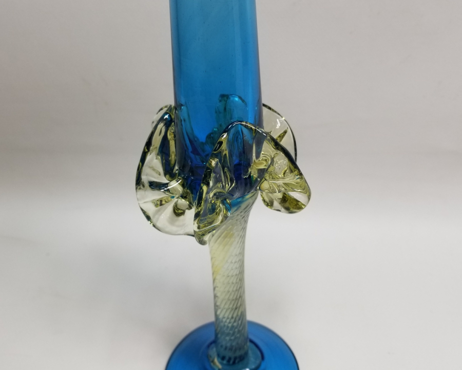 ÜFLEME CAMDAN MAMUL ANTİKA FIRFIRLI CAM MUMLUK