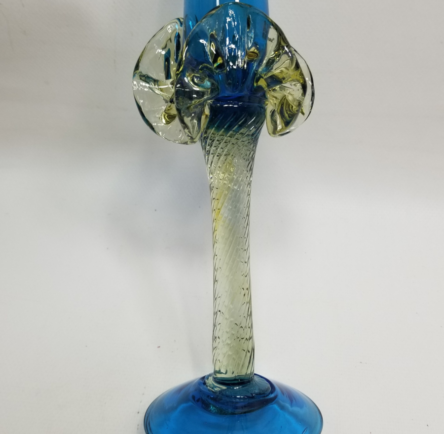 ÜFLEME CAMDAN MAMUL ANTİKA FIRFIRLI CAM MUMLUK