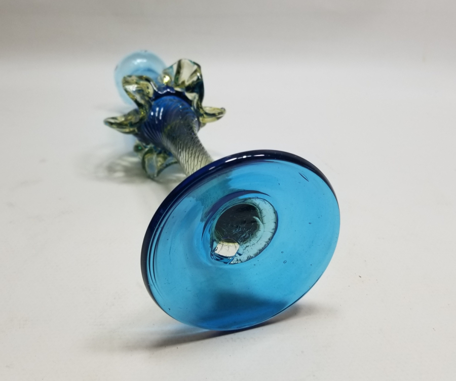 ÜFLEME CAMDAN MAMUL ANTİKA FIRFIRLI CAM MUMLUK