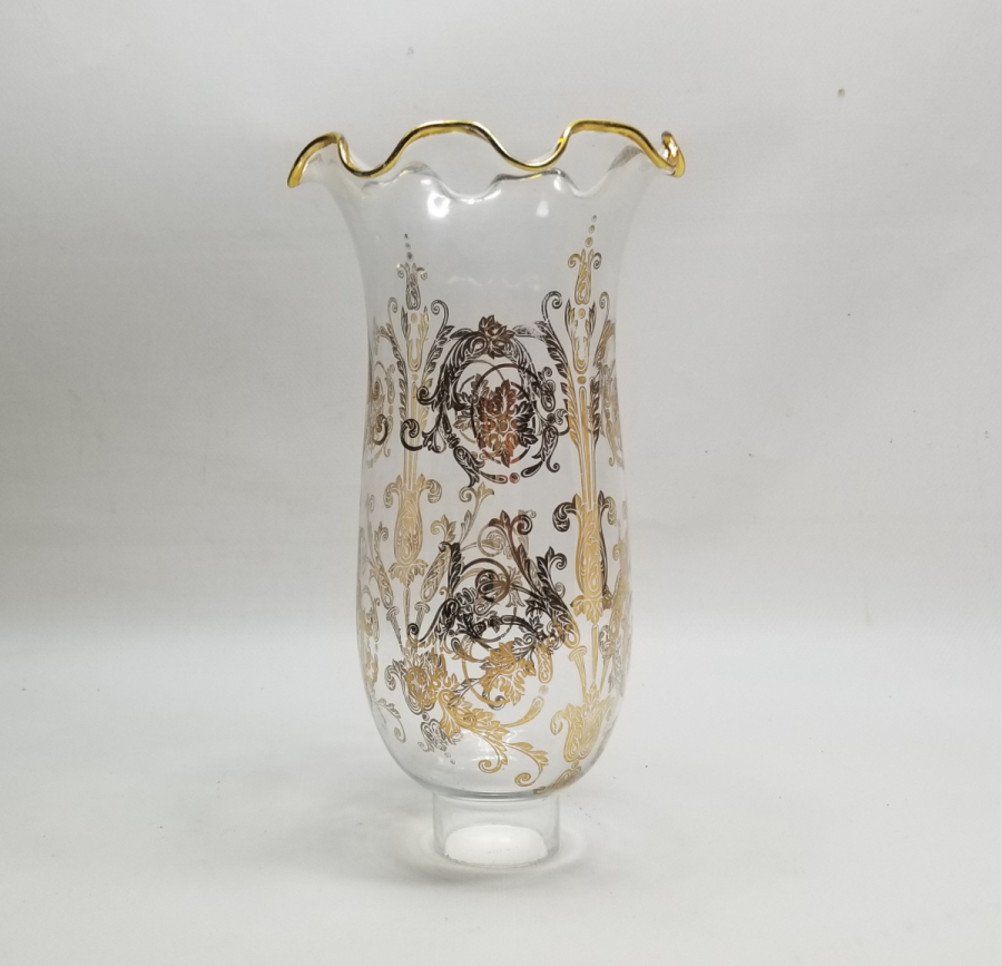 ÜZERİ ALTIN VARAKLI ANTİKA GAZ LAMBASI CAMI