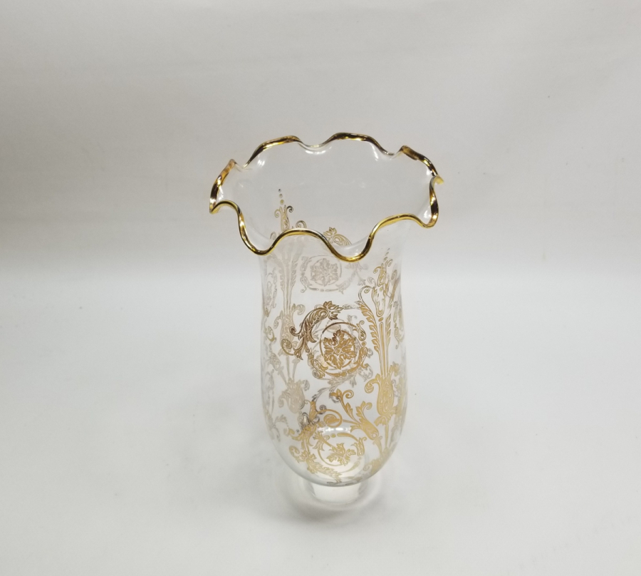 ÜZERİ ALTIN VARAKLI ANTİKA GAZ LAMBASI CAMI