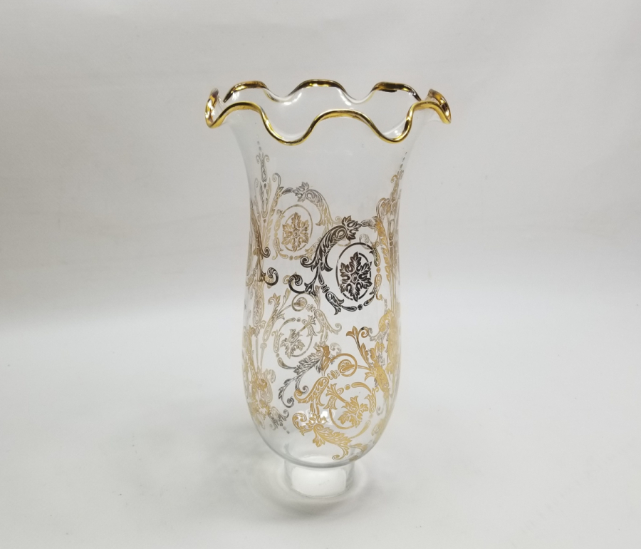 ÜZERİ ALTIN VARAKLI ANTİKA GAZ LAMBASI CAMI