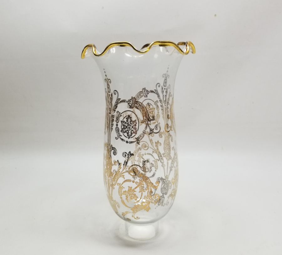 ÜZERİ ALTIN VARAKLI ANTİKA GAZ LAMBASI CAMI