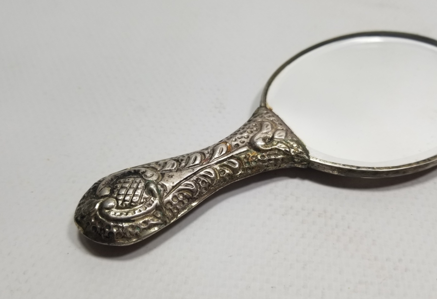 KABARTMA İŞÇİLİKLİ ANTİKA GÜMÜŞ EL AYNASI