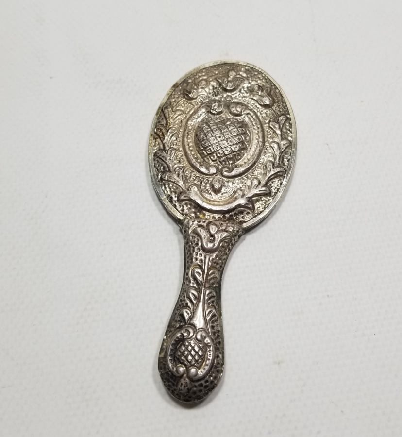 KABARTMA İŞÇİLİKLİ ANTİKA GÜMÜŞ EL AYNASI