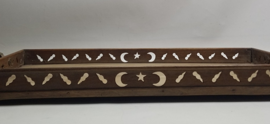 ÜZERİ AY YILDIZLI EL YAPIMI OSMANLI DÖNEMİ NADİR KAHVE TEPSİSİ