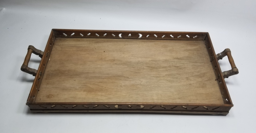 ÜZERİ AY YILDIZLI EL YAPIMI OSMANLI DÖNEMİ NADİR KAHVE TEPSİSİ