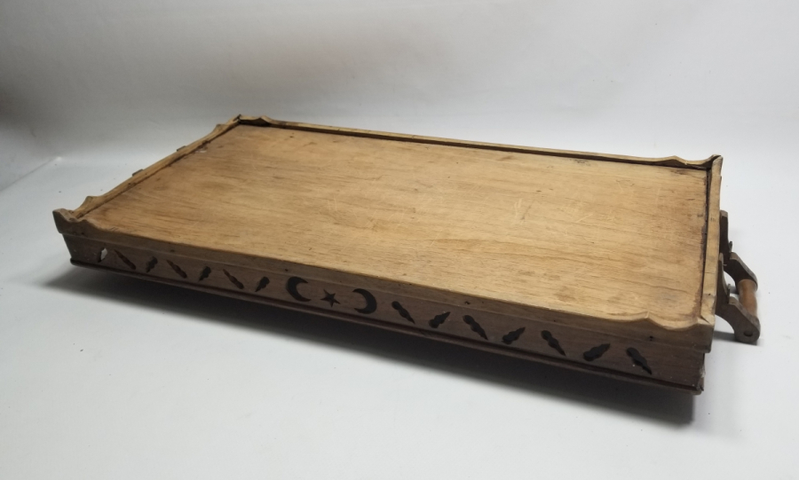 ÜZERİ AY YILDIZLI EL YAPIMI OSMANLI DÖNEMİ NADİR KAHVE TEPSİSİ