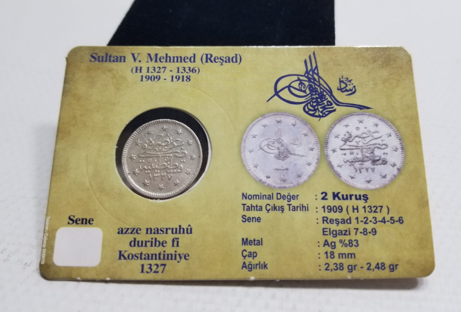 SULTAN MEHMET REŞAT HAN DÖNEMİ GÜMÜŞ 2 KURUŞ MECİDİYE