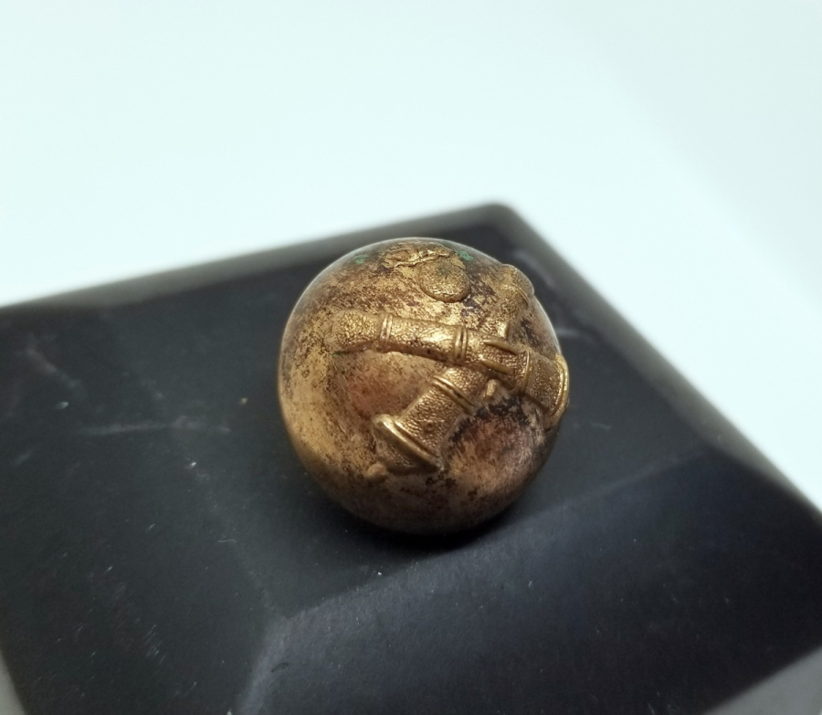 ARKASI OSMANLICA YAZILI ALTIN VERMEYLİ NADİR TOPÇU SUBAY DÜĞMESİ