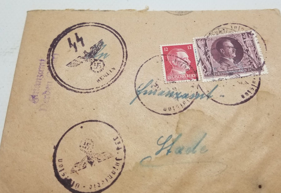 ÜZERİ NAZİ DAMGALI VE HİTLER PULLU 2. DÜNYA SAVAŞI ANTİKA MEKTUP ZARFI