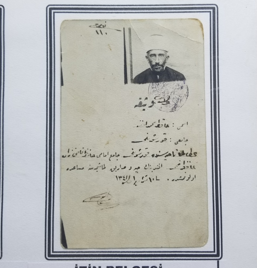 1925 TARİHLİ ÇOK NADİR CÜBBE VE SARIK TAŞIMA İZİN BELGESİ