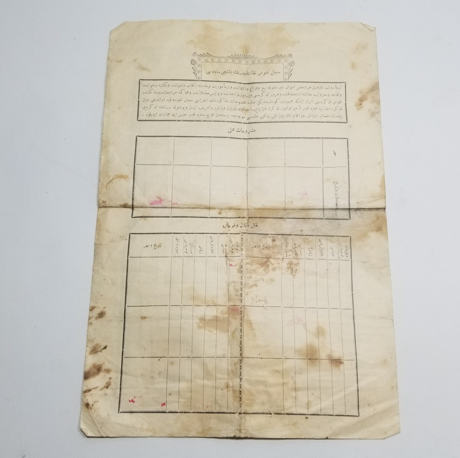 OSMANLI DÖNEMİ NÜFUS TEZKERESİ - KAFA KAĞIDI