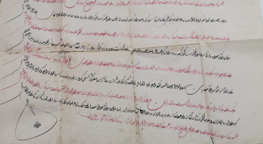 EL ÇEKME ABDÜLMECİT HAN TUĞRALI TAMAMI EL YAZMA FERMAN