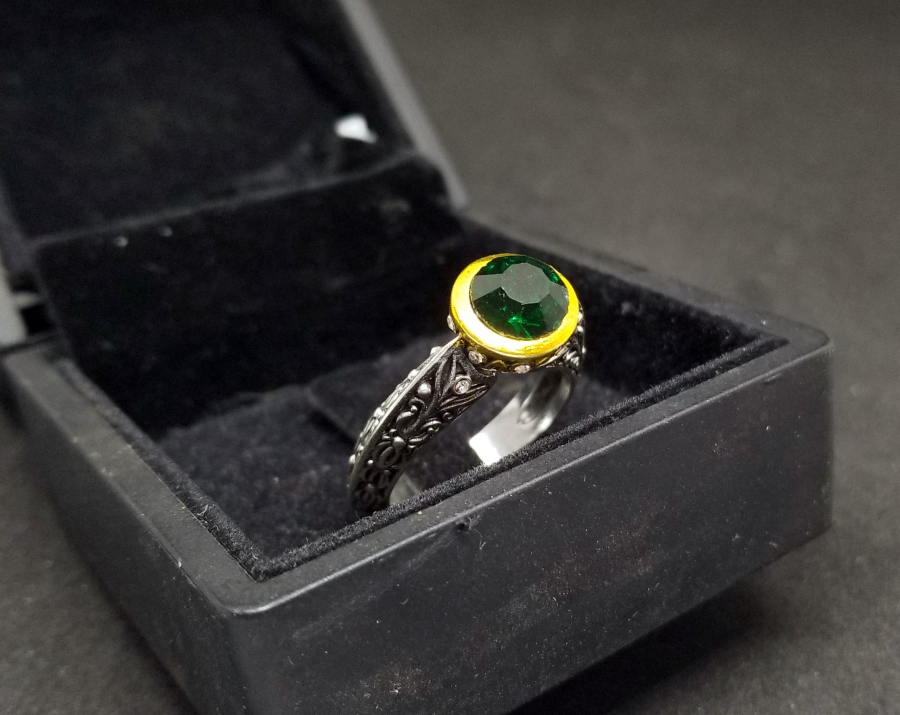 KABARTMA İŞÇİLİKLİ GÜMÜŞ KAPLAMA BİJUTERİ YÜZÜK