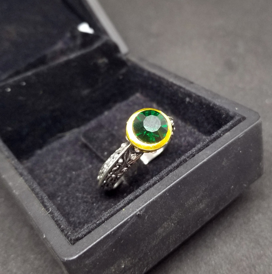 KABARTMA İŞÇİLİKLİ GÜMÜŞ KAPLAMA BİJUTERİ YÜZÜK