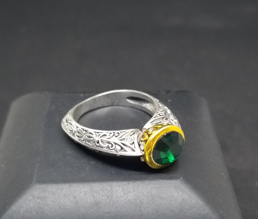 KABARTMA İŞÇİLİKLİ GÜMÜŞ KAPLAMA BİJUTERİ YÜZÜK