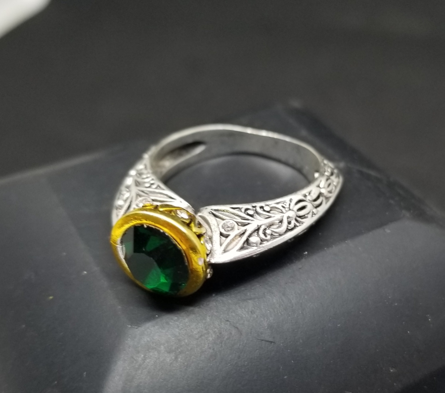 KABARTMA İŞÇİLİKLİ GÜMÜŞ KAPLAMA BİJUTERİ YÜZÜK