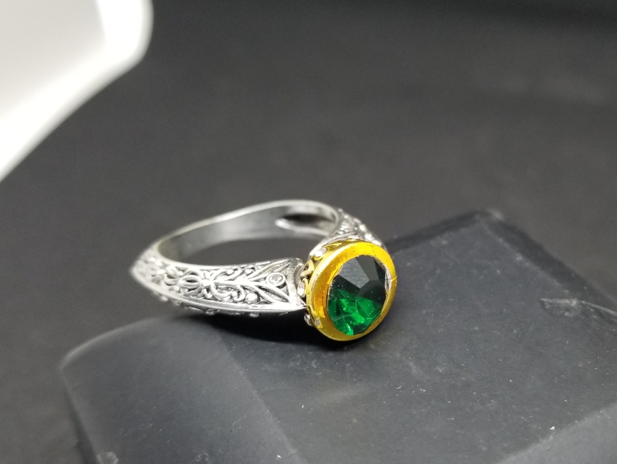 KABARTMA İŞÇİLİKLİ GÜMÜŞ KAPLAMA BİJUTERİ YÜZÜK