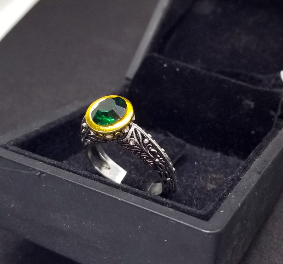 KABARTMA İŞÇİLİKLİ GÜMÜŞ KAPLAMA BİJUTERİ YÜZÜK