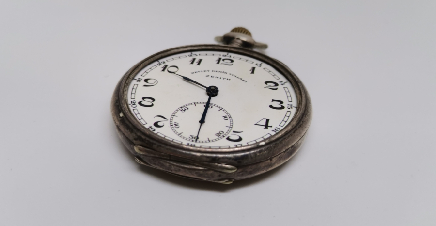 GÜMÜŞ KASA ANTİKA ZENITH CEP SAATİ