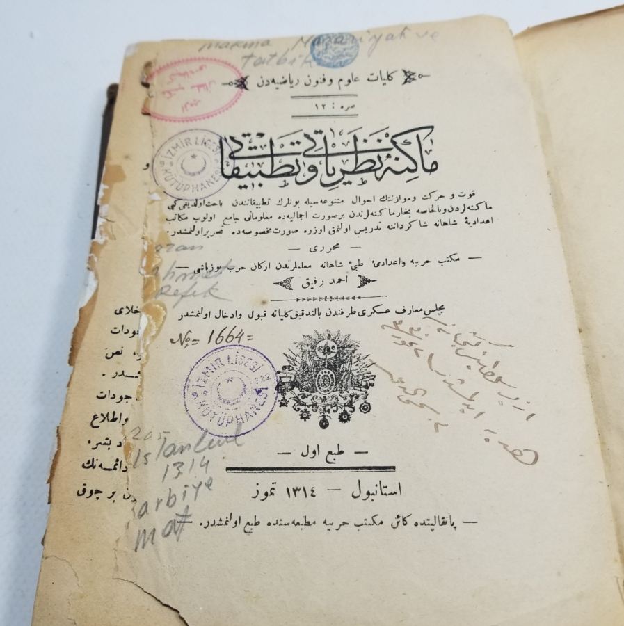 MAKİNA NAZARİYETİ TATBİKATI İSİMLİ OSMANLI DÖNEMİ ASKERİ KİTAP