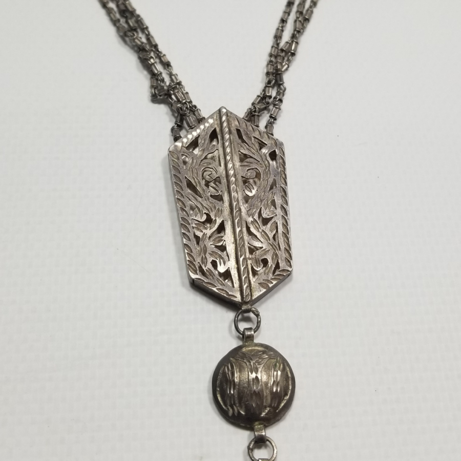 TESTERE VE KALEM İŞÇİLİKLİ OSMANLI DÖNEMİ ÖZEL YAPIM GÜMÜŞ GERDANLIK