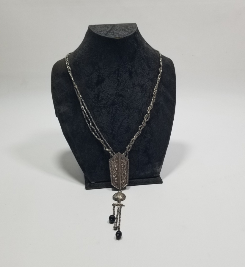 TESTERE VE KALEM İŞÇİLİKLİ OSMANLI DÖNEMİ ÖZEL YAPIM GÜMÜŞ GERDANLIK