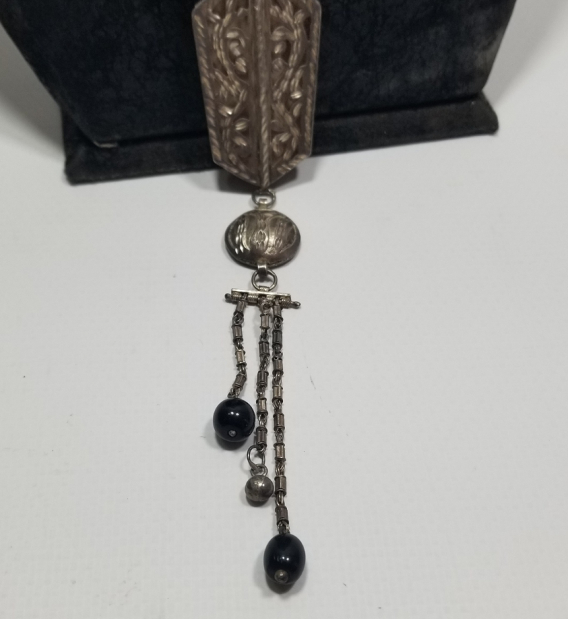 TESTERE VE KALEM İŞÇİLİKLİ OSMANLI DÖNEMİ ÖZEL YAPIM GÜMÜŞ GERDANLIK