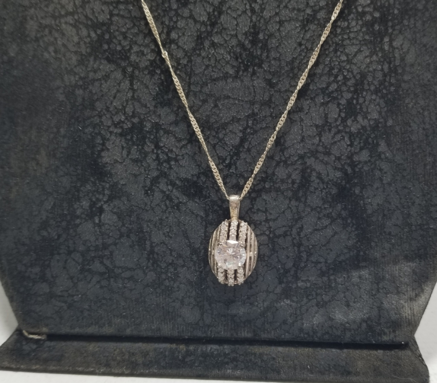 GÜMÜŞ ZİNCİRLİ MARGAZİT TAŞLI KOLYE UCU