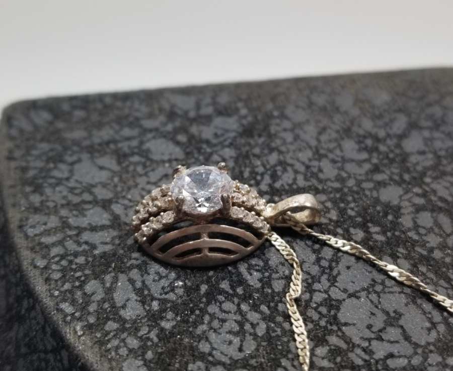 GÜMÜŞ ZİNCİRLİ MARGAZİT TAŞLI KOLYE UCU