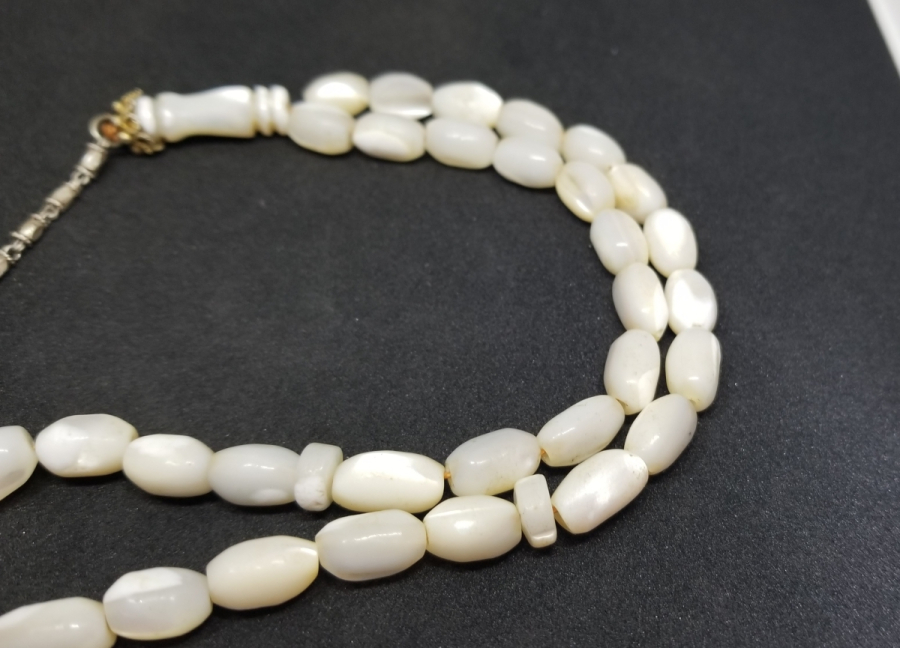 ORİJİNAL GÜMÜŞ PÜSKÜLÜYLE OSMANLI DÖNEMİ KEMANE TORNA SEDEF TESPİH