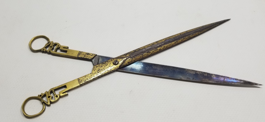 OSMANLI DÖNEMİ TAMAMI ALTIN ÇAKMA İŞÇİLİKLİ ÇOK NADİR HATTAT MAKASI