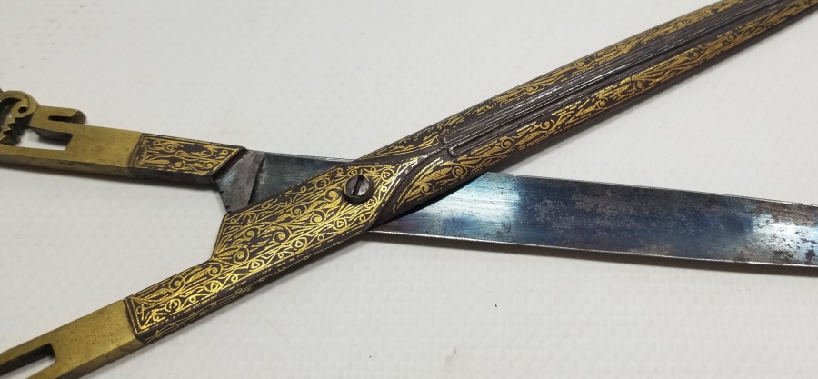 OSMANLI DÖNEMİ TAMAMI ALTIN ÇAKMA İŞÇİLİKLİ ÇOK NADİR HATTAT MAKASI