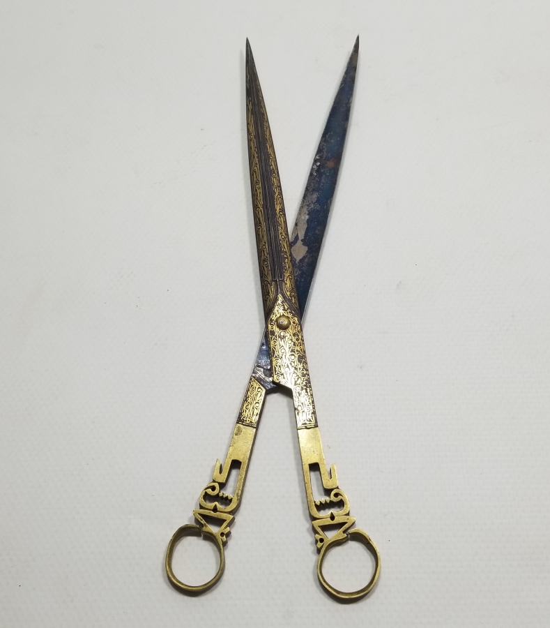 OSMANLI DÖNEMİ TAMAMI ALTIN ÇAKMA İŞÇİLİKLİ ÇOK NADİR HATTAT MAKASI