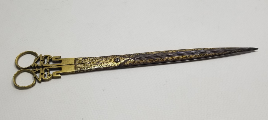 OSMANLI DÖNEMİ TAMAMI ALTIN ÇAKMA İŞÇİLİKLİ ÇOK NADİR HATTAT MAKASI