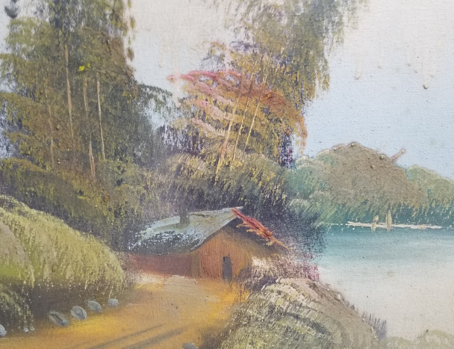 TUVAL ÜZERİ YAĞLI BOYA ANTİKA MANZARA TABLOSU