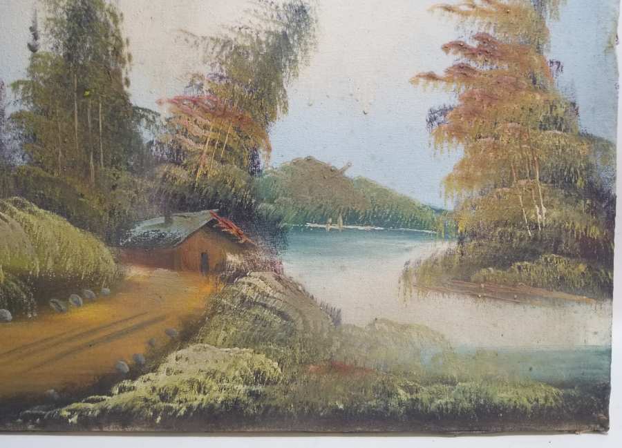 TUVAL ÜZERİ YAĞLI BOYA ANTİKA MANZARA TABLOSU