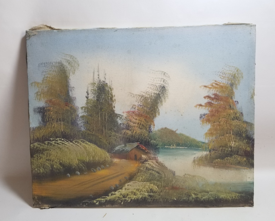 TUVAL ÜZERİ YAĞLI BOYA ANTİKA MANZARA TABLOSU