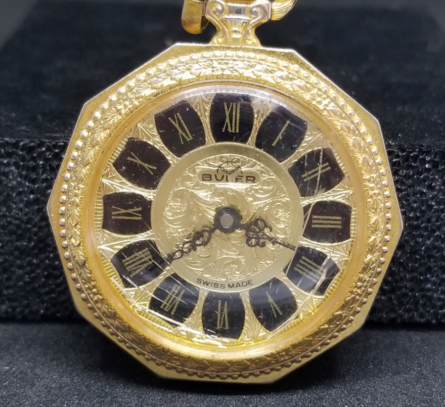 ALTIN KAPLAMA KURMALI ANTİKA KOLYE SAAT