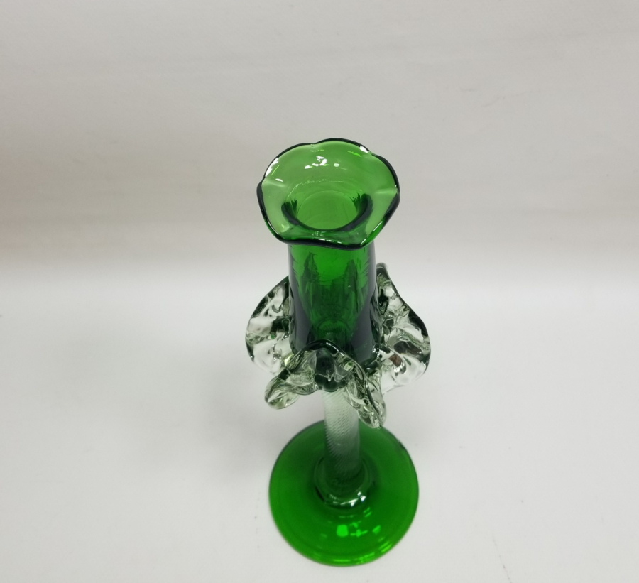 ÜFLEME CAMDAN MAMUL ANTİKA FIRFIRLI CAM MUMLUK